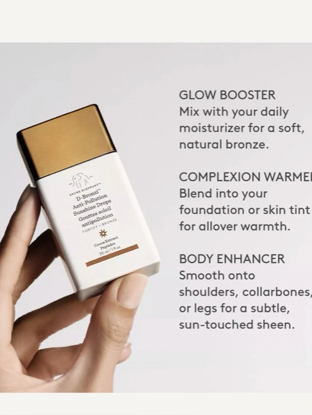 Drunk Elephant D-Bronzi Anti-Pollution Bronzing Drops with Peptides nwt
